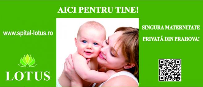 Vino sa nasti la singura Maternitate privata din Prahova: LOTUS! Cumpara cuponul de 15 RON si ai reducere de 5% la pachetele de nastere la MATERNITATEA LOTUS din Ploiesti! Vino sa nasti la singura Maternitate privata din Prahova: LOTUS! Cumpara cuponul de 15 RON si ai reducere de 5% la pachetele de nastere la MATERNITATEA LOTUS din Ploiesti!