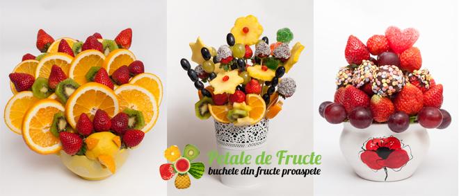 ARANJAMENT DELICIOS de FRUCTE (ananas, capsuni, portocale, pepene rosu, capsuni glazurate, pepene galben, struguri) cu doar 99 RON de la PETALE DE FRUCTE din Ploiesti!